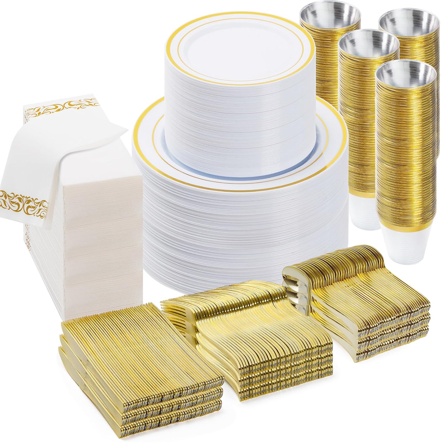Ultimate Party Perfection: 700-Piece Gold Dinnerware Set by BESTVIP