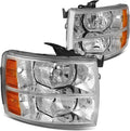 Chrome Amber Headlights for 07-13 Silverado 1500 & 07-14 2500 HD