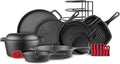 Cuisinel Cast Iron Cookware 18-Piece Set - Complete Pre-Seasoned