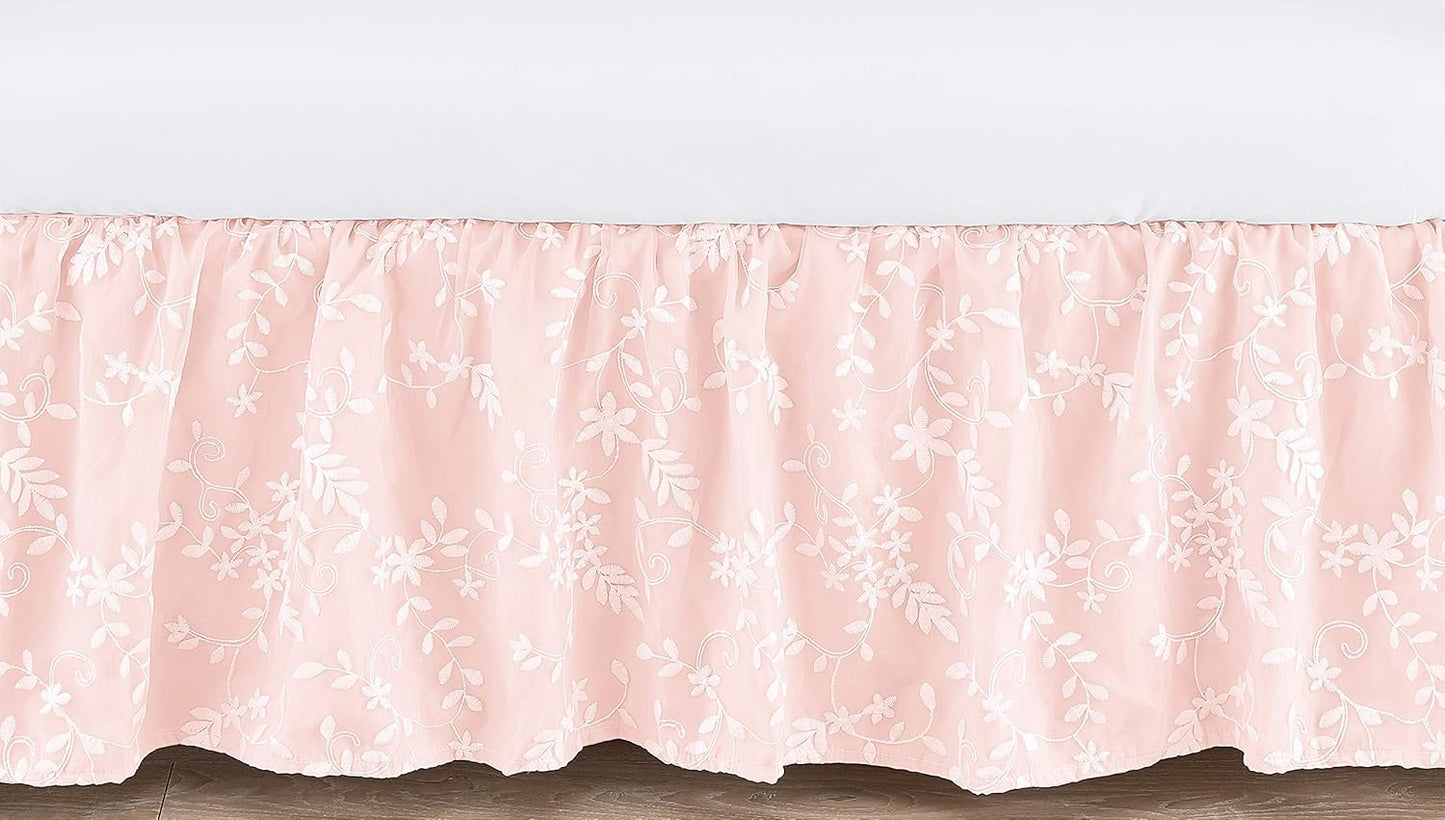 Sweet Jojo Designs Pink Floral Vintage Lace Crib Bed Skirt
