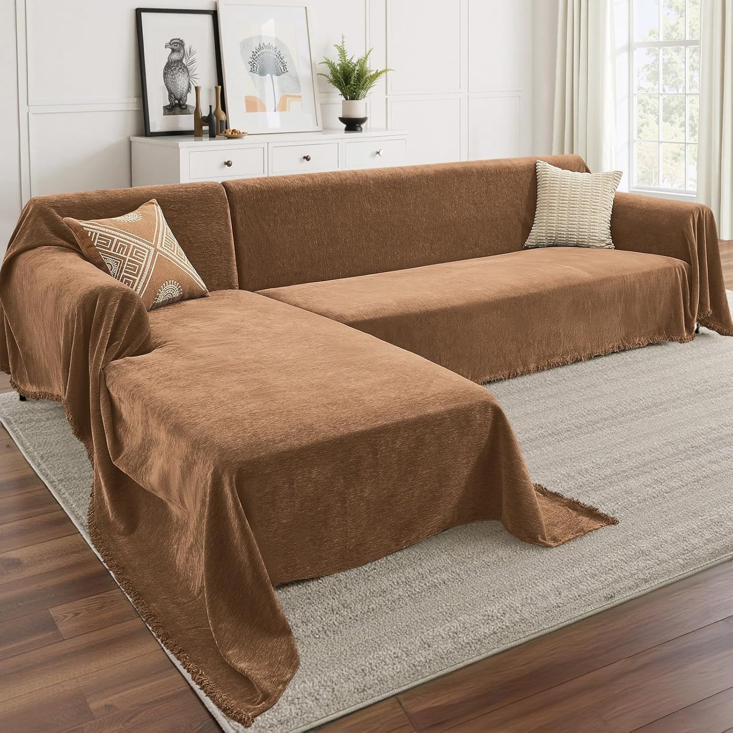 Chenille Sectional Couch Covers for L Shaped Sofa Protection