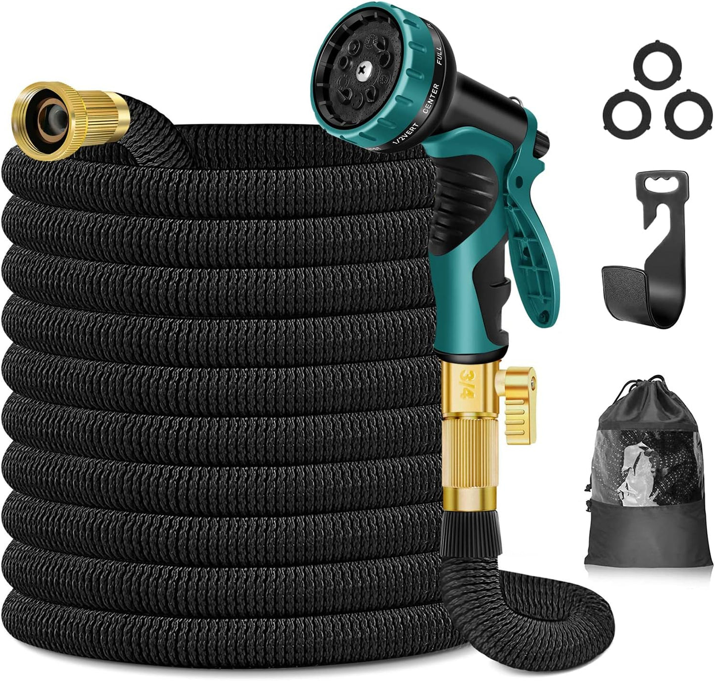 Expandable Metal Garden Hose 100 FT with 10 Spray Modes