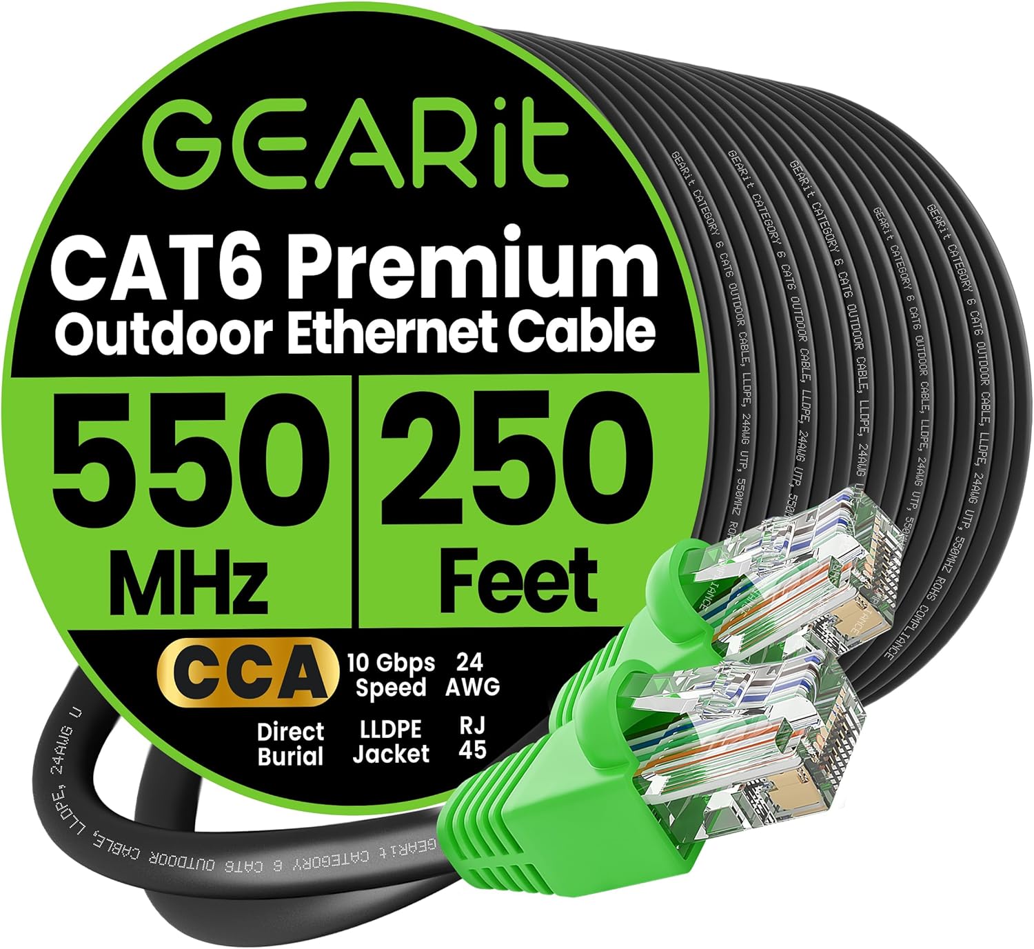 GEARit Cat-6 Ethernet Patch Cable for Outdoor Networking Needs