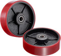 7in x 2in Pallet Jack Steering Wheels Pair - Heavy Duty Red Poly