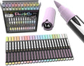 24 Flexible Brush Tip Acrylic Paint Pens Set - Pastel Multi-Surface