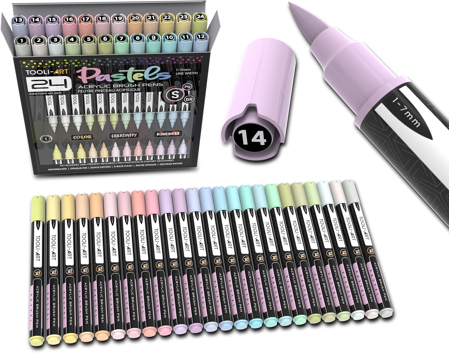 24 Flexible Brush Tip Acrylic Paint Pens for Creative Projects
