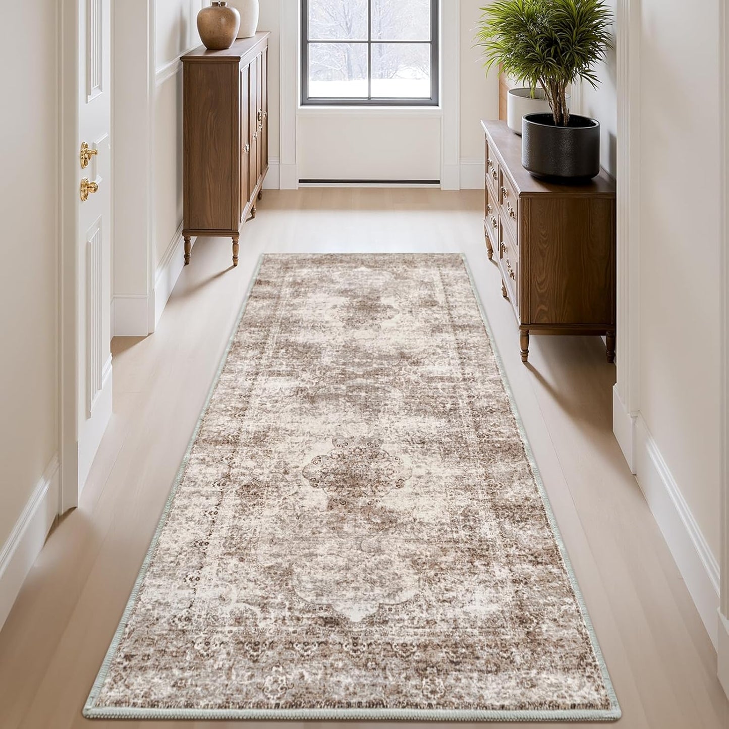 Vintage 2x6 ft Runner Rug for Hallways Non Slip Washable