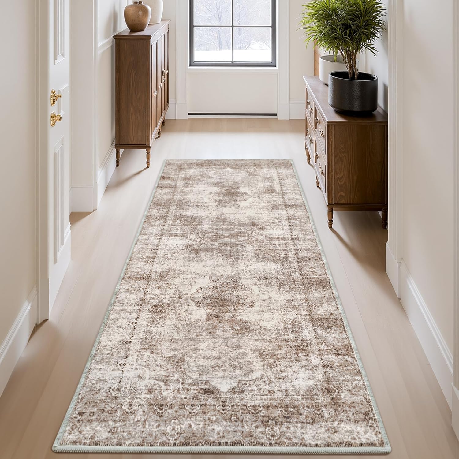 Vintage 2x6 ft Runner Rug for Hallways Non Slip Washable