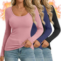 Ficerd Women's Thermal Long Sleeve Scoop Neck Tops - Warm Fleece