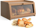 Bread Box for Kitchen Countertop Large Bread Box with Window - Rustic