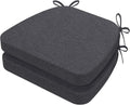 D-Shaped Chair Cushions 17 x 16 Set of 2 - Dark Grey, 2in Thick