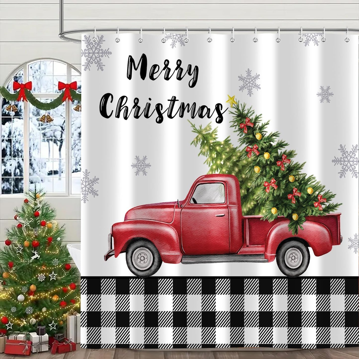 Impress with Style: Christmas Farmhouse Shower Curtain