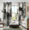 Black Grey Abstract Curtains 2 Panels - 50% Room Darkening