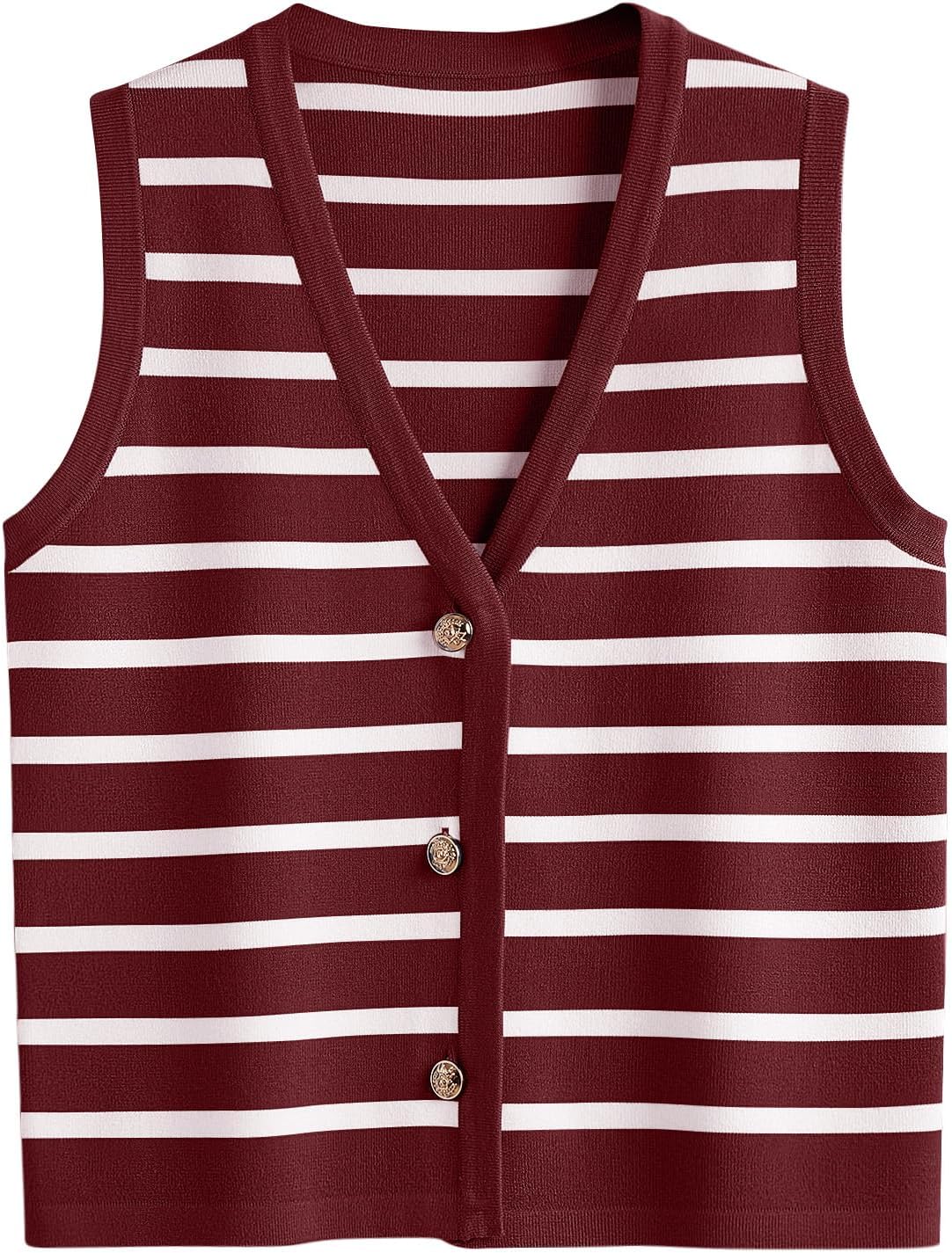 Stylish Striped Vest Tops for Women - Casual Button Up Blouses