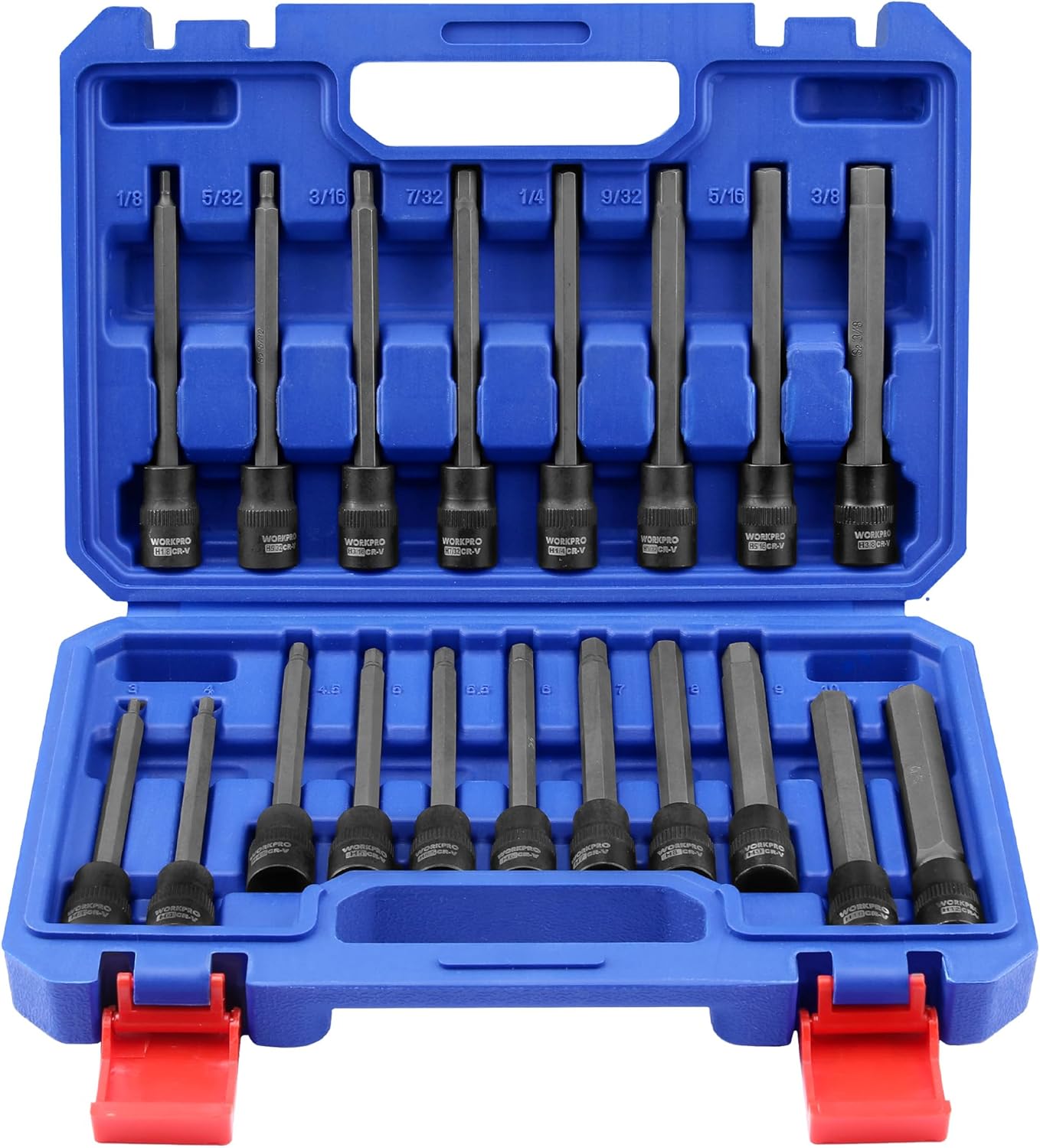 WORKPRO 19-piece Extra Long Hex Bit Socket Set for Precision
