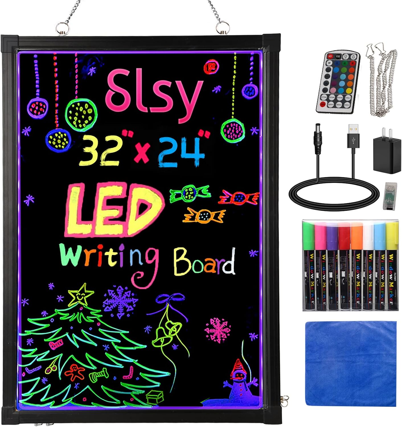 Slsy Illuminated LED Message Writing Board with Neon Effect