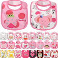 Toddler Drool Bibs 24 Pack - Waterproof Cotton Feeding Bibs for Babies