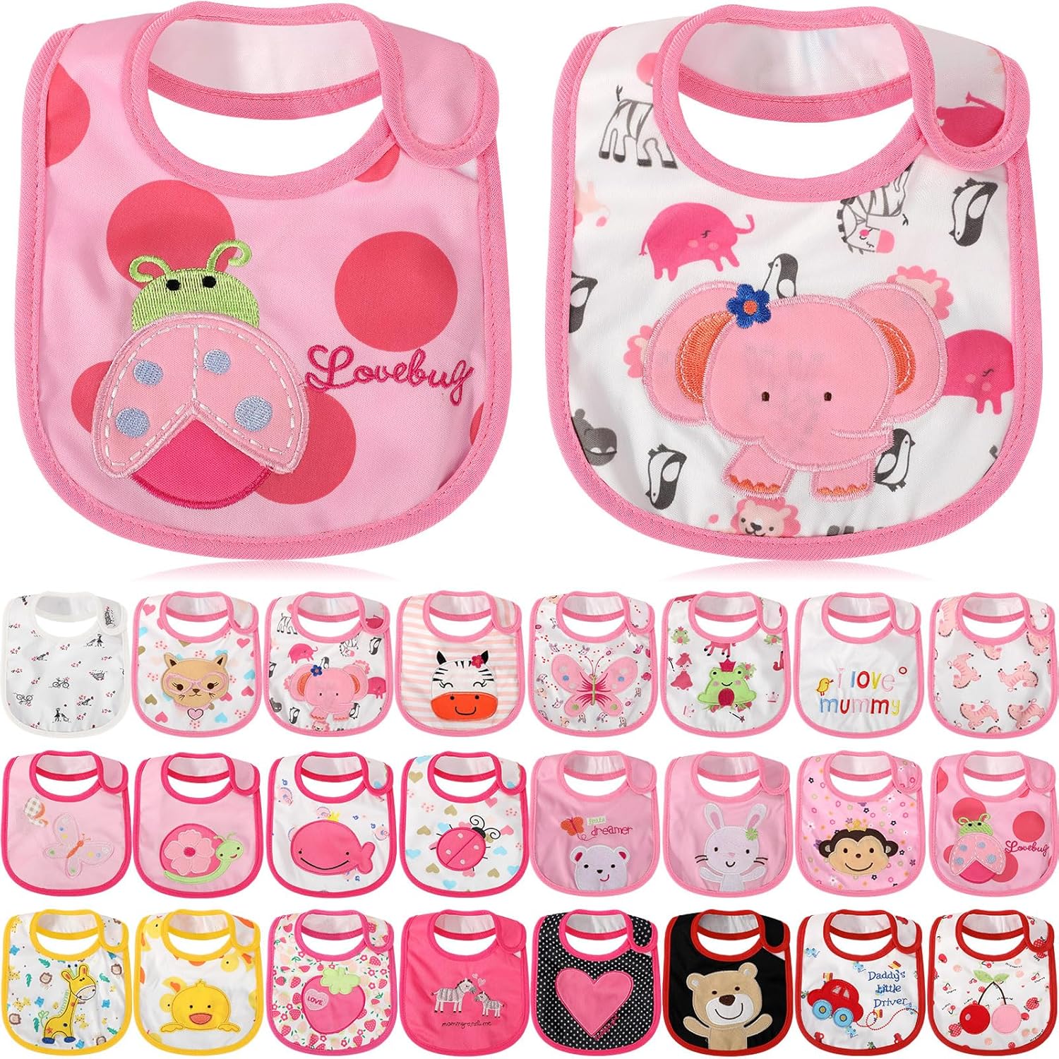 24 Pcs Toddler Bibs Waterproof Baby Cotton Soft for Feeding