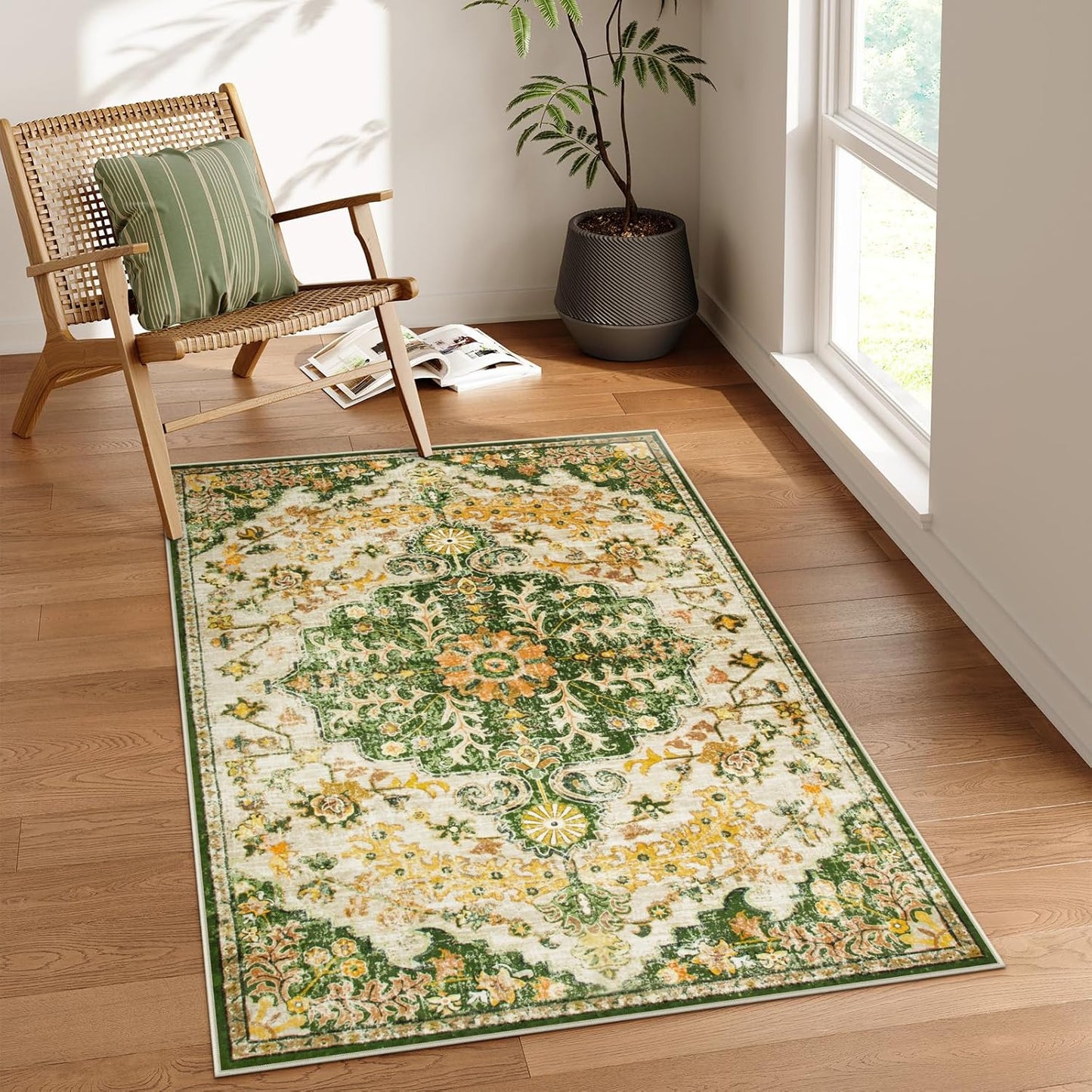 Lahome Bohemian Floral Medallion Area Rug - Soft 3x5 Mat