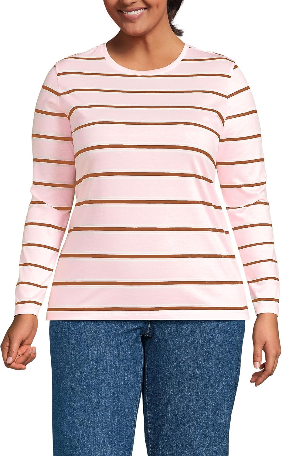 Relaxed Supima Cotton Long Sleeve Crew Neck T-Shirt for Women