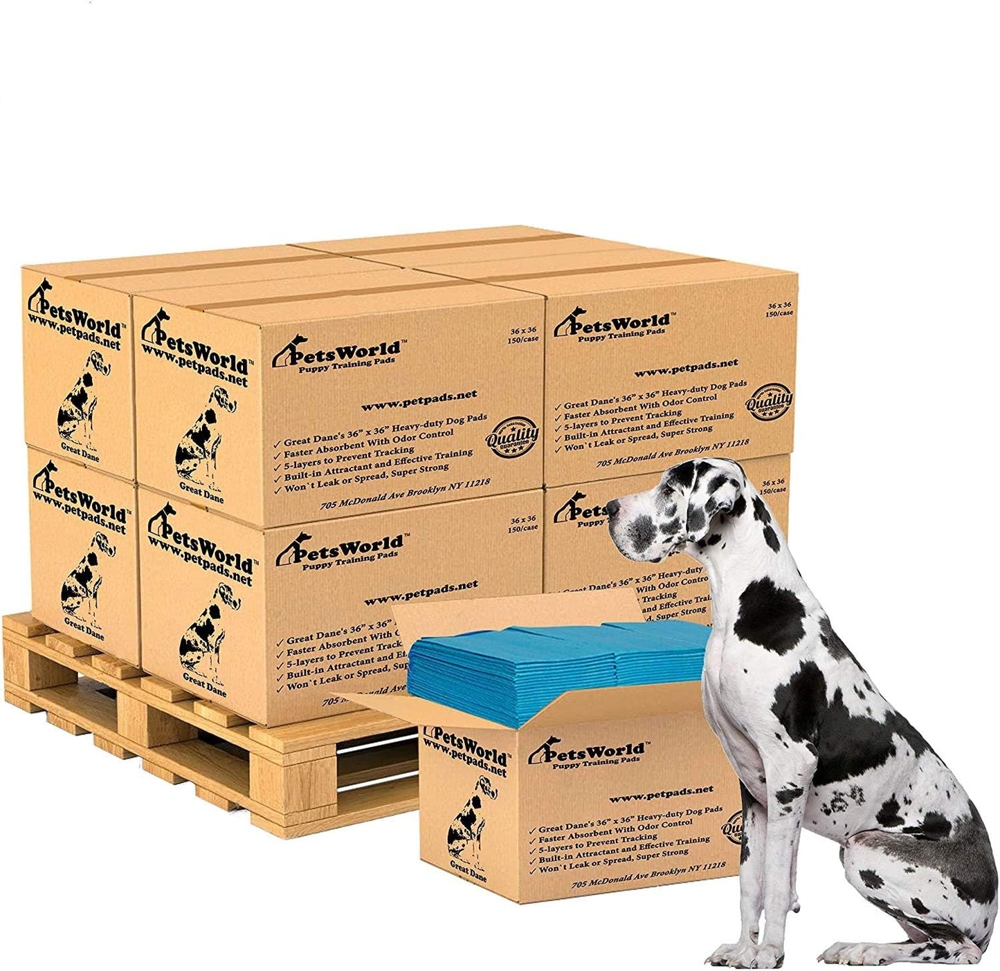 PETSWORLD Giant Dog Potty Pads - Ultra Absorbent 5-Layer Design