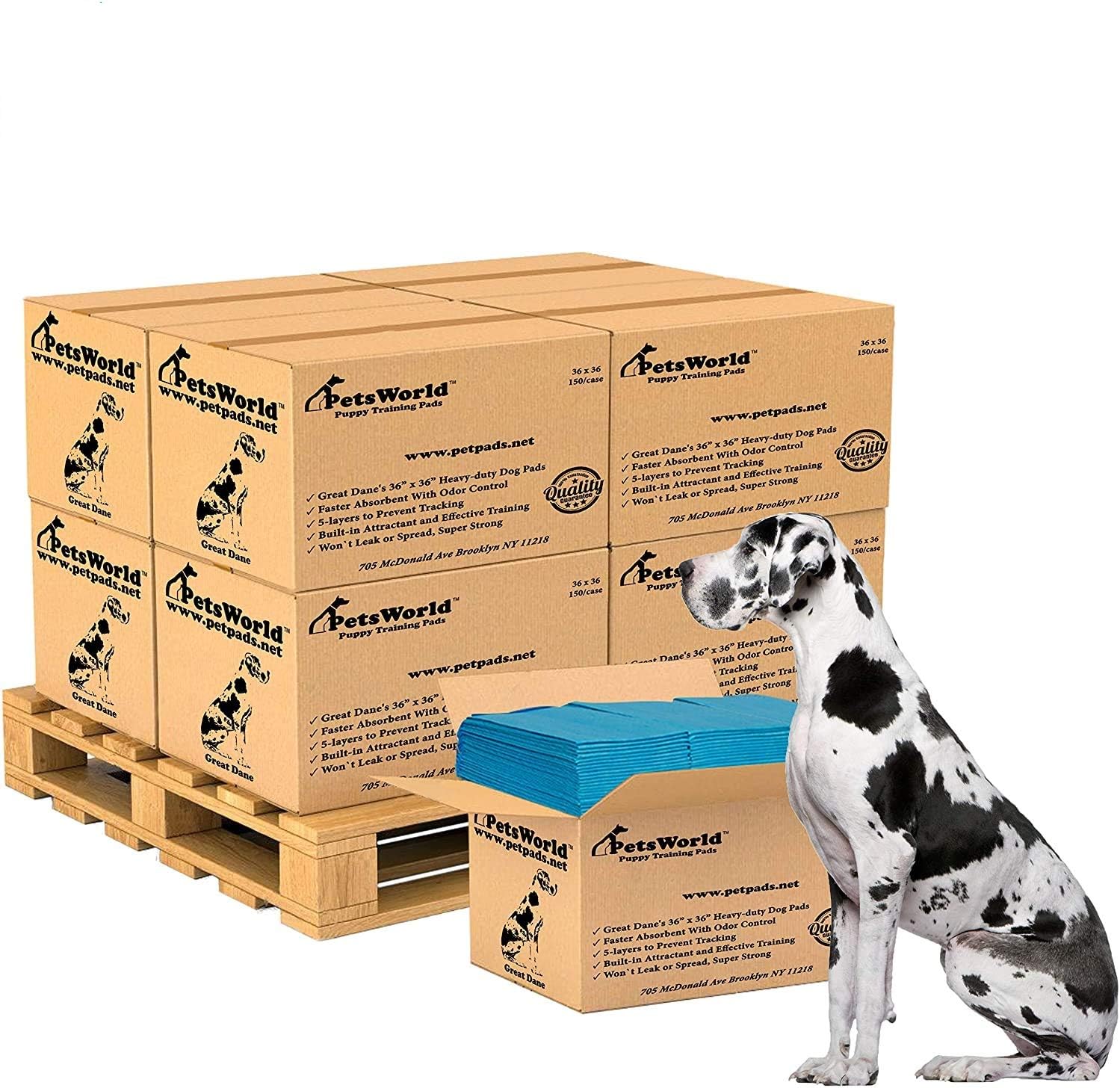 PETSWORLD Giant Dog Potty Pads - Ultra Absorbent 5-Layer Design