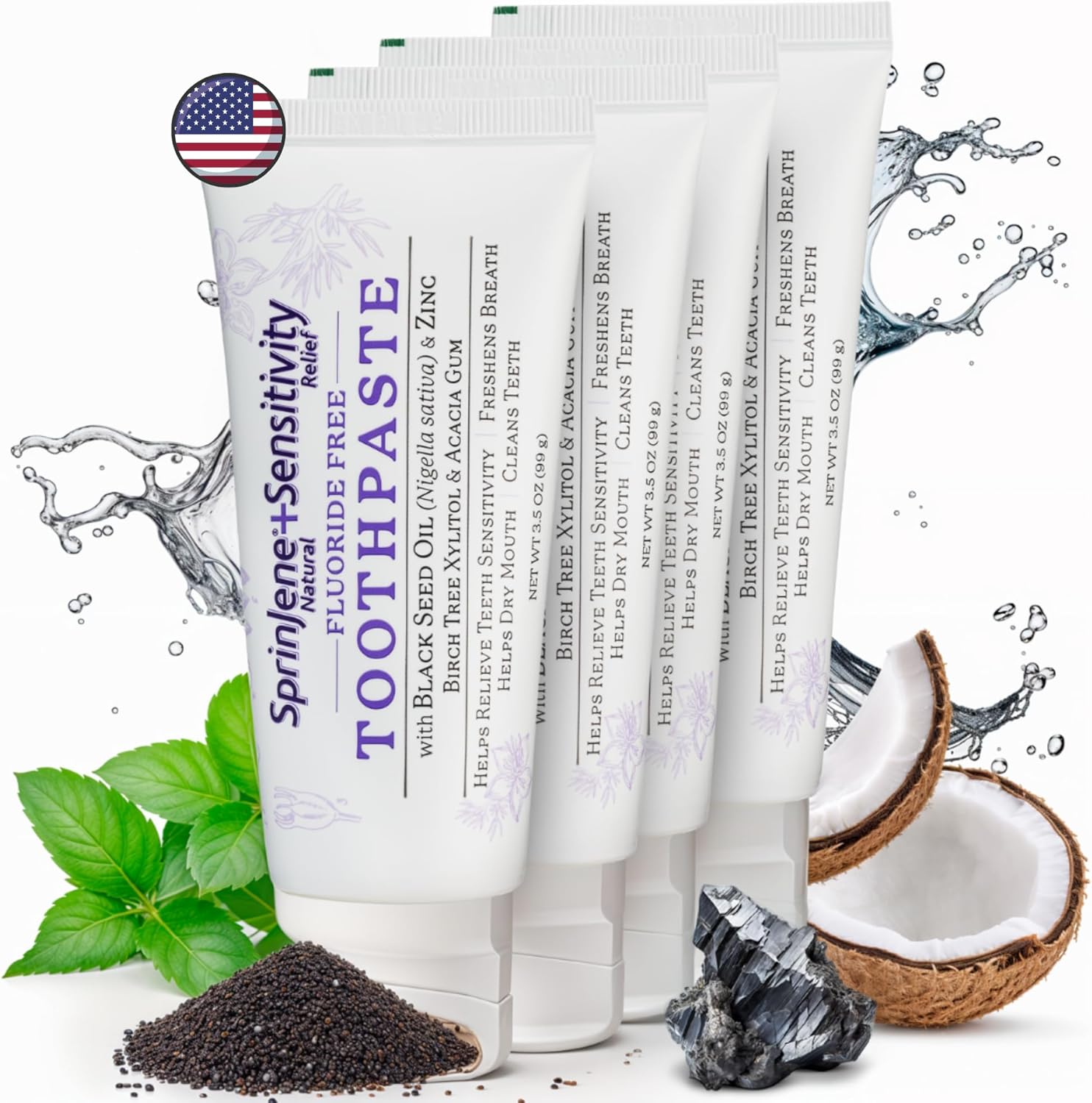 SprinJene Fluoride Free Toothpaste for Sensitive Teeth & Gums