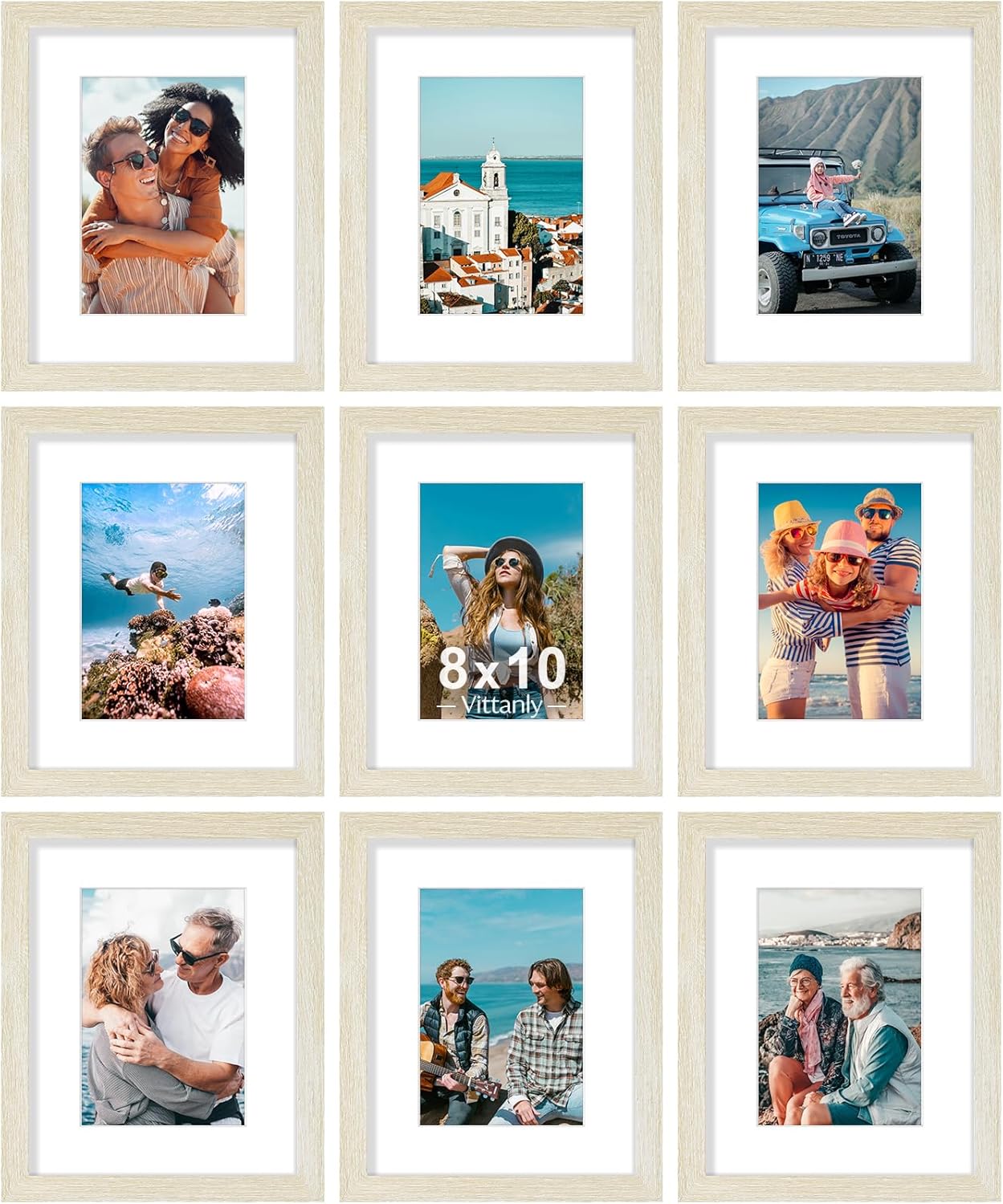 Vittanly 8x10 Picture Frames Set of 9 for Wall or Tabletop
