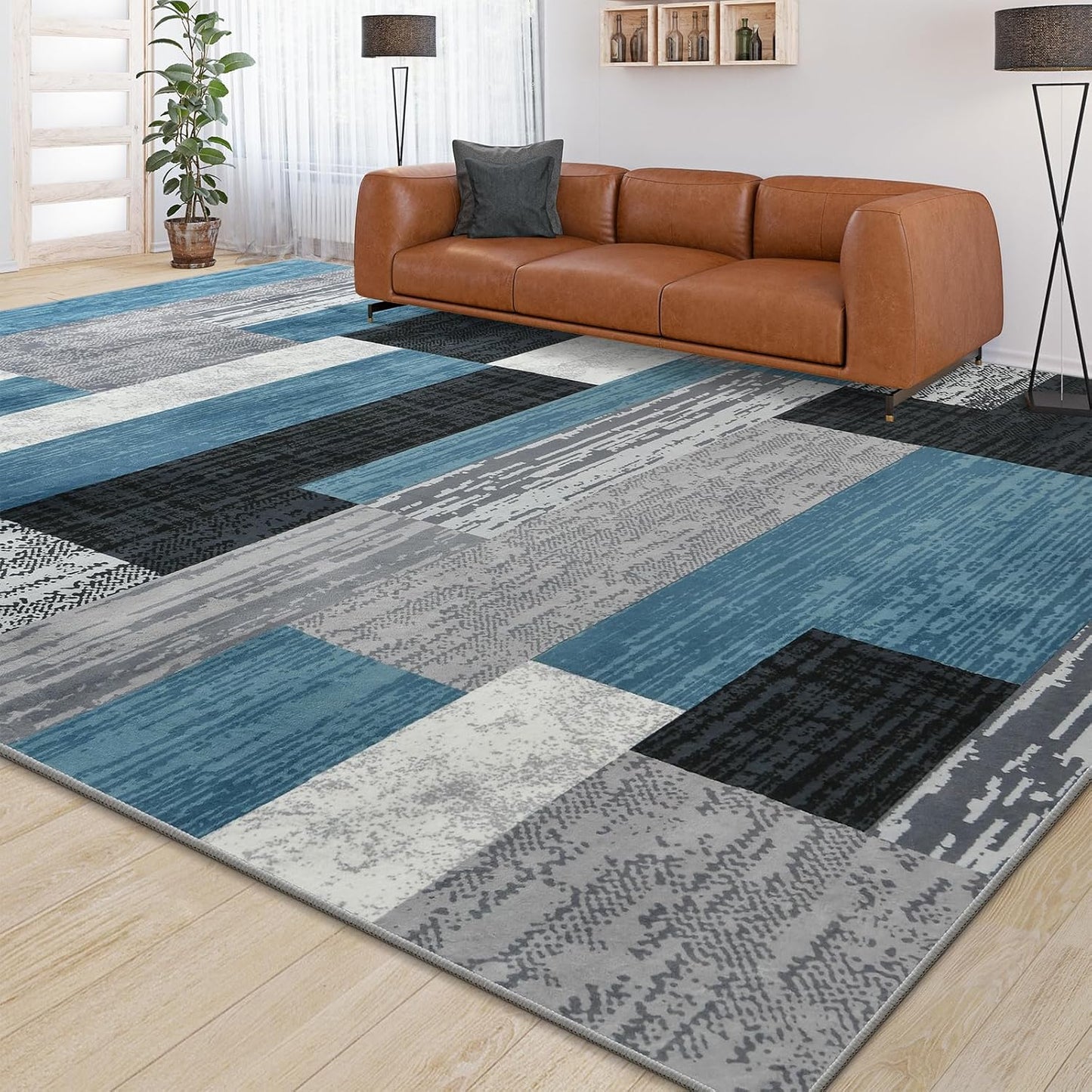 Large Area Rugs for Modern Aesthetic - Geometric Patchwork Design