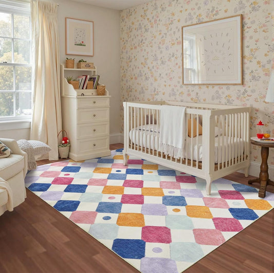 Colorful Diamond Area Rug 5x7 for Kids and Playrooms