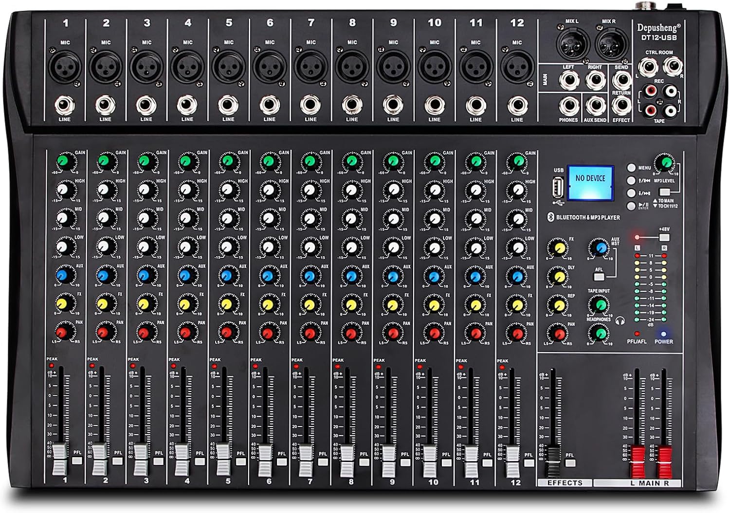 Depusheng DT12 Studio Audio Mixer for Professional Sound Control