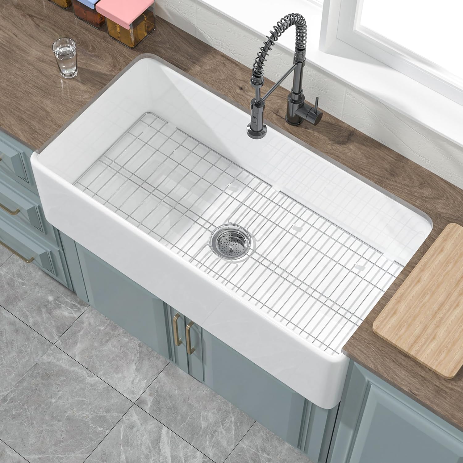 Fireclay Farmhouse Sink 36 x 18 Inch, Extra Large Capacity