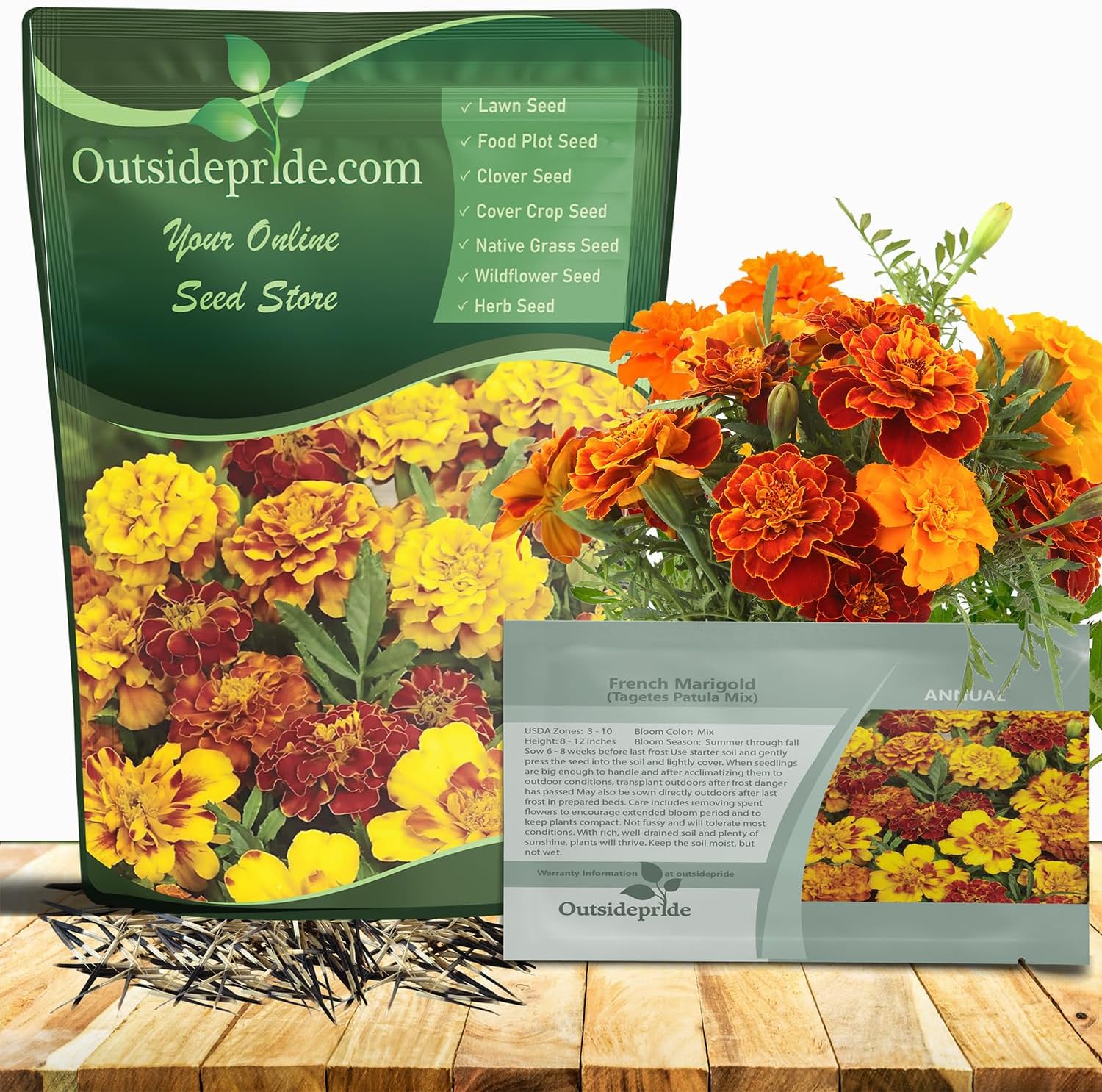 French Marigold Seeds Mix - Compact, Vibrant Blooms for Gardens