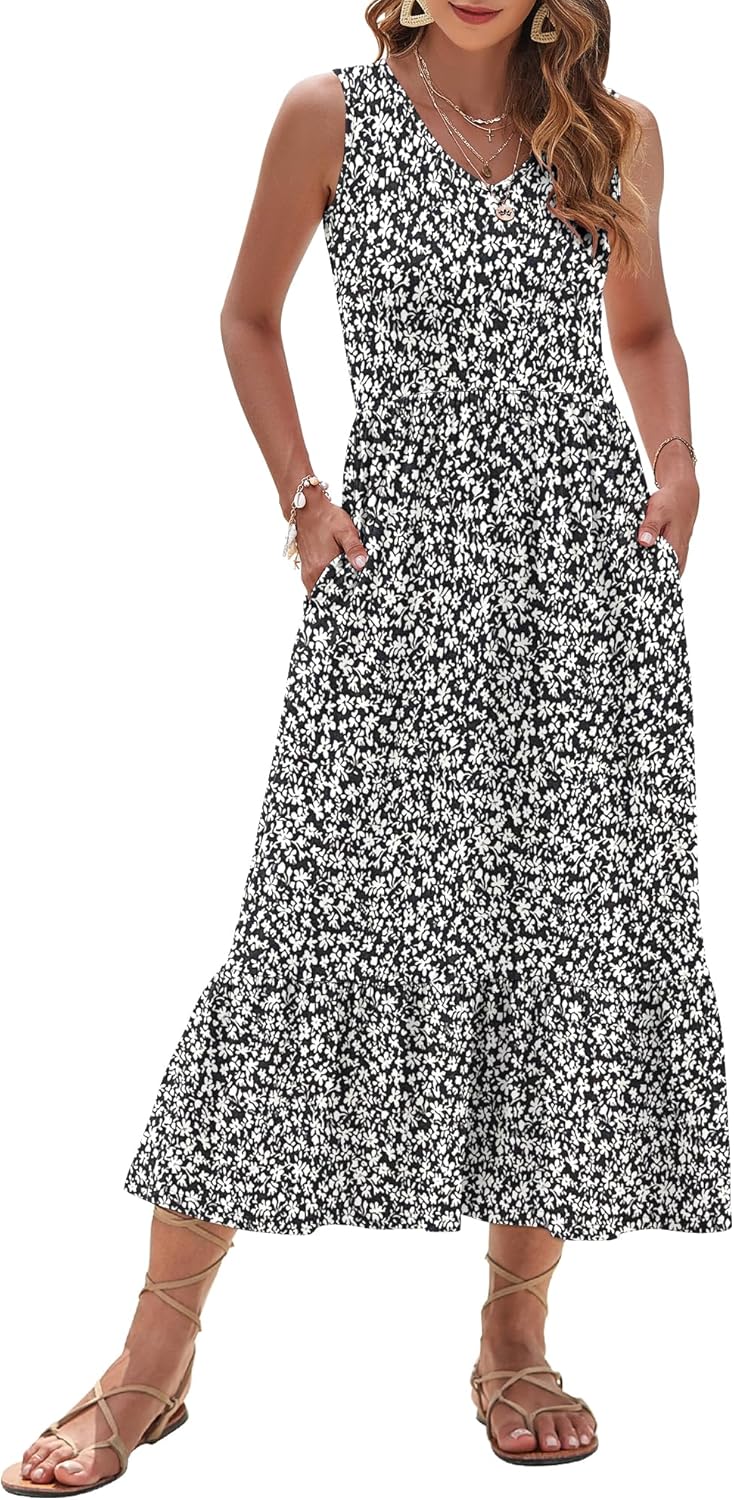 AUSELILY Womens Maxi Dress 2025 Sleeveless Summer Dresses