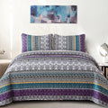 Boho Quilt Set Queen Size - Colorful Lightweight 3-Piece Quilt Set