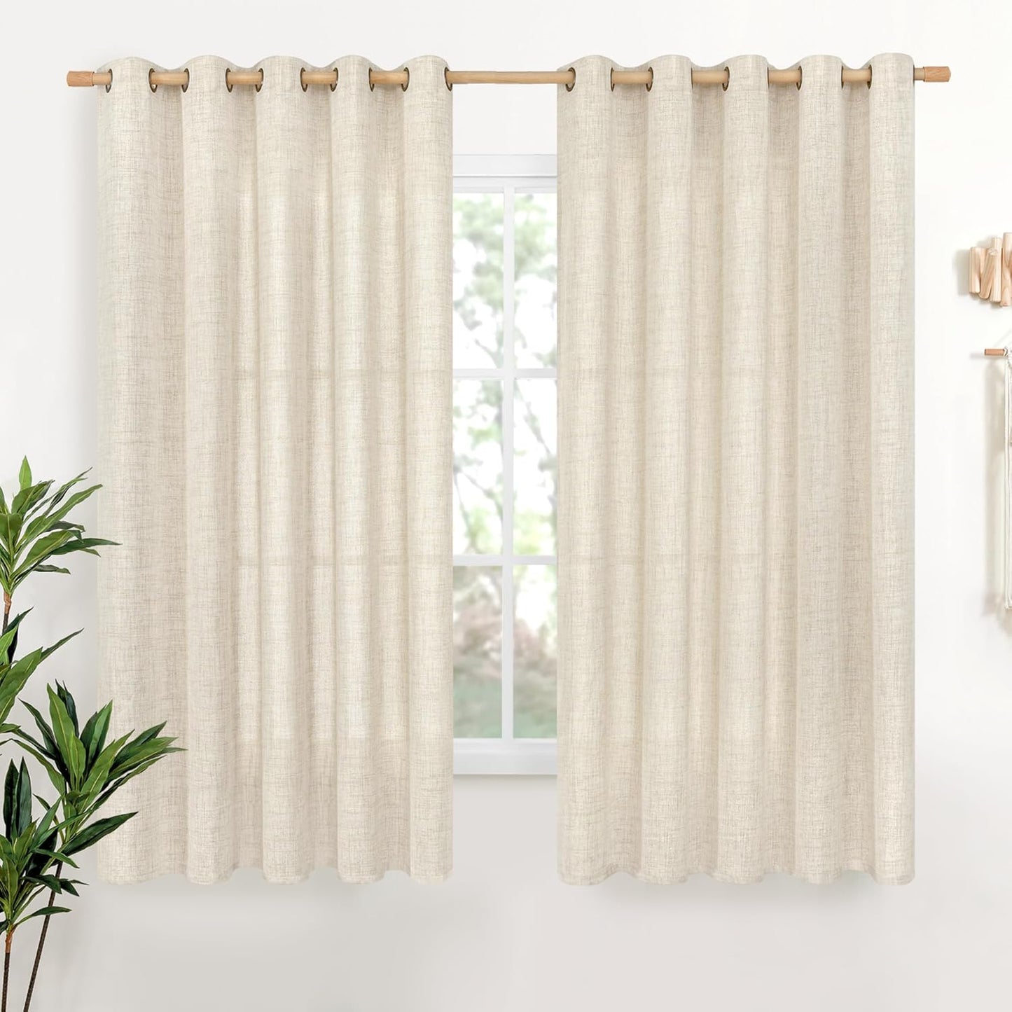 YoungsTex Linen Curtains 63 Inch Length for Cozy Living Spaces