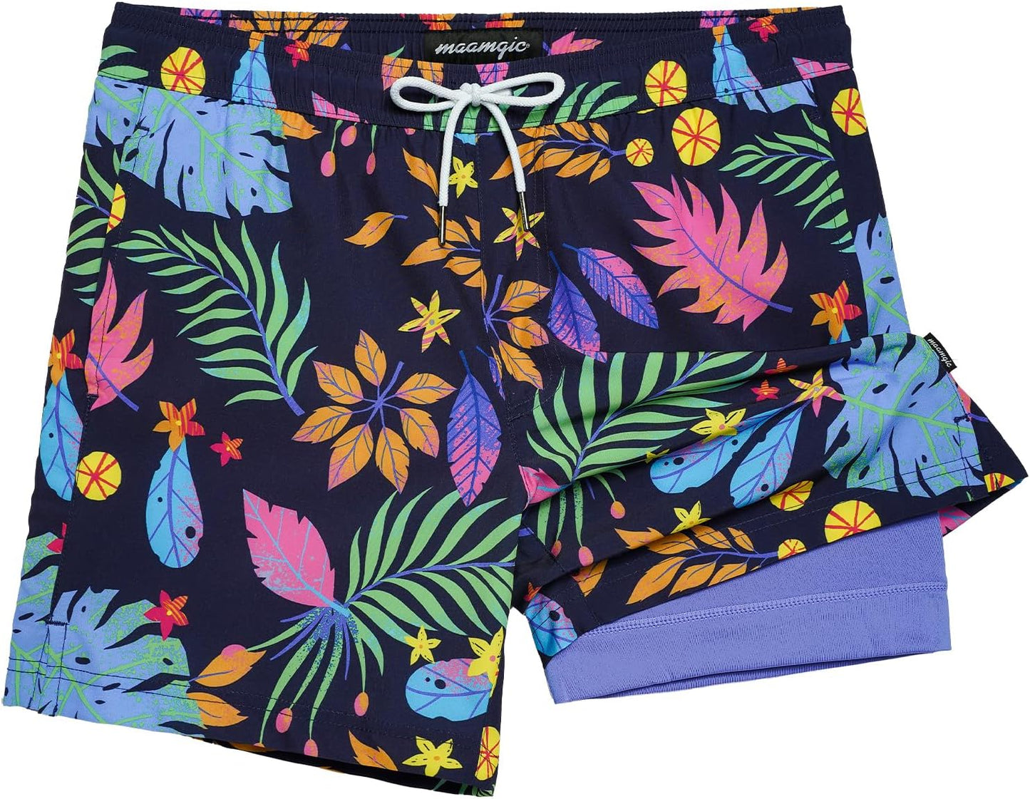 maamgic Mens 5 Inch Stretch Swimming Shorts for Beach Fun