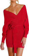 ZESICA Women's V Neck Batwing Dress Ideal for Autumn Events