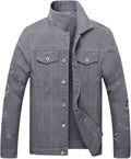 Men's Slim Fit Distressed Denim Jacket - Vintage Ripped Trucker
