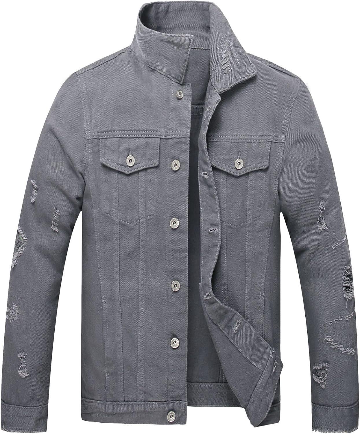 LZLER Men's Distressed Denim Jackets for Trendy Fashion Style