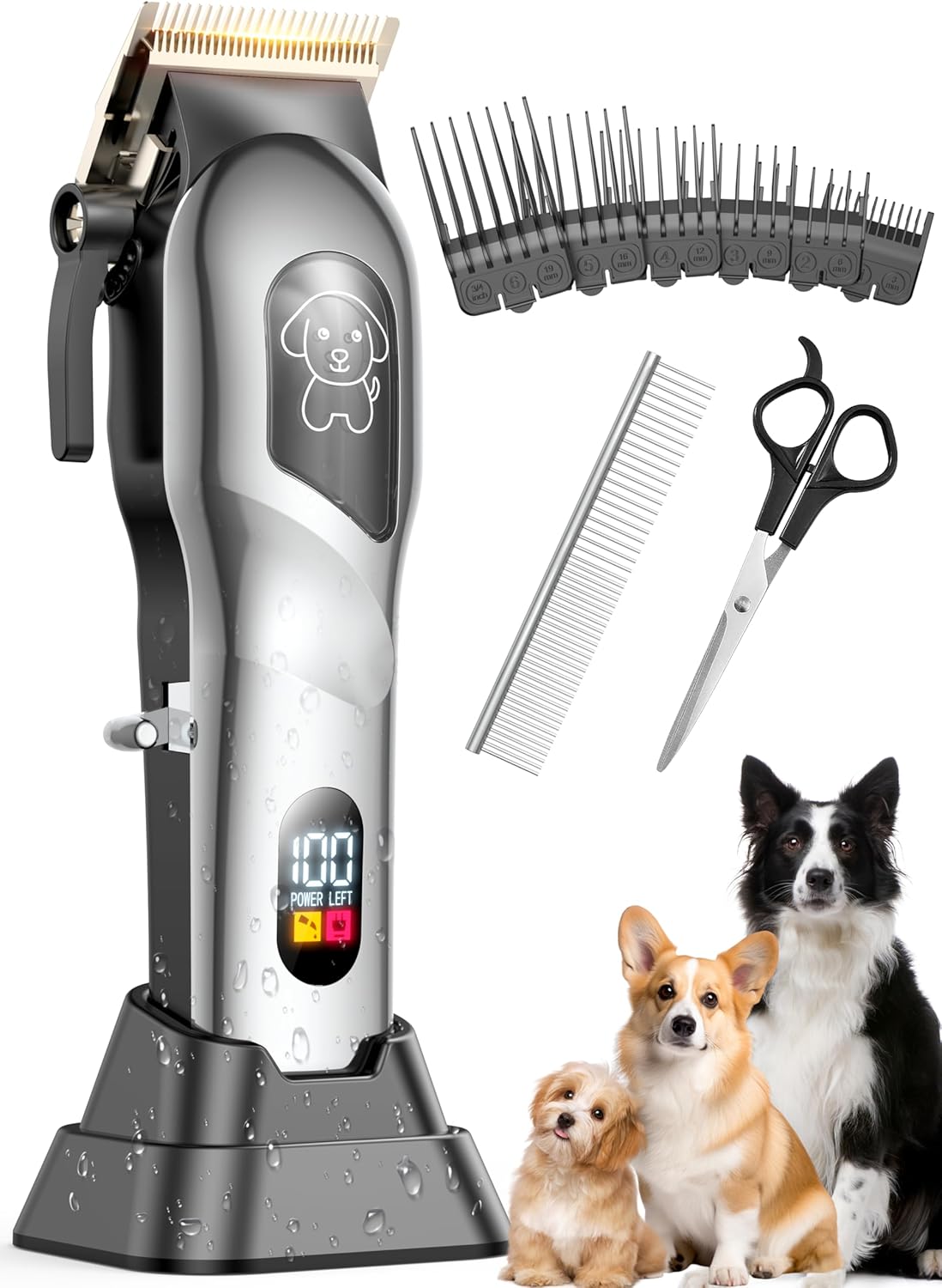 Dog Grooming Kit for Thick Hair, Low Noise Cordless Clippers