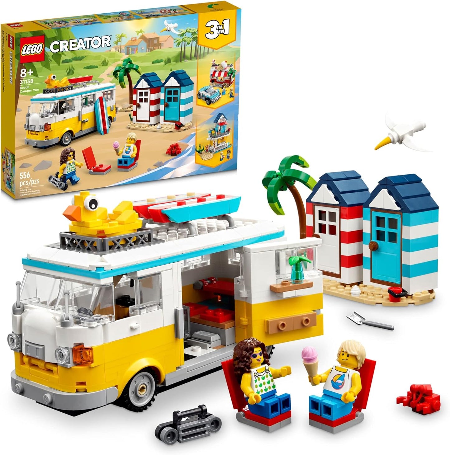 LEGO Creator 3 in 1 Beach Camper Van Building Kit for Kids