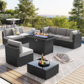 LayinSun 8 Piece Patio Furniture Set with 44ft Fire Pit Table