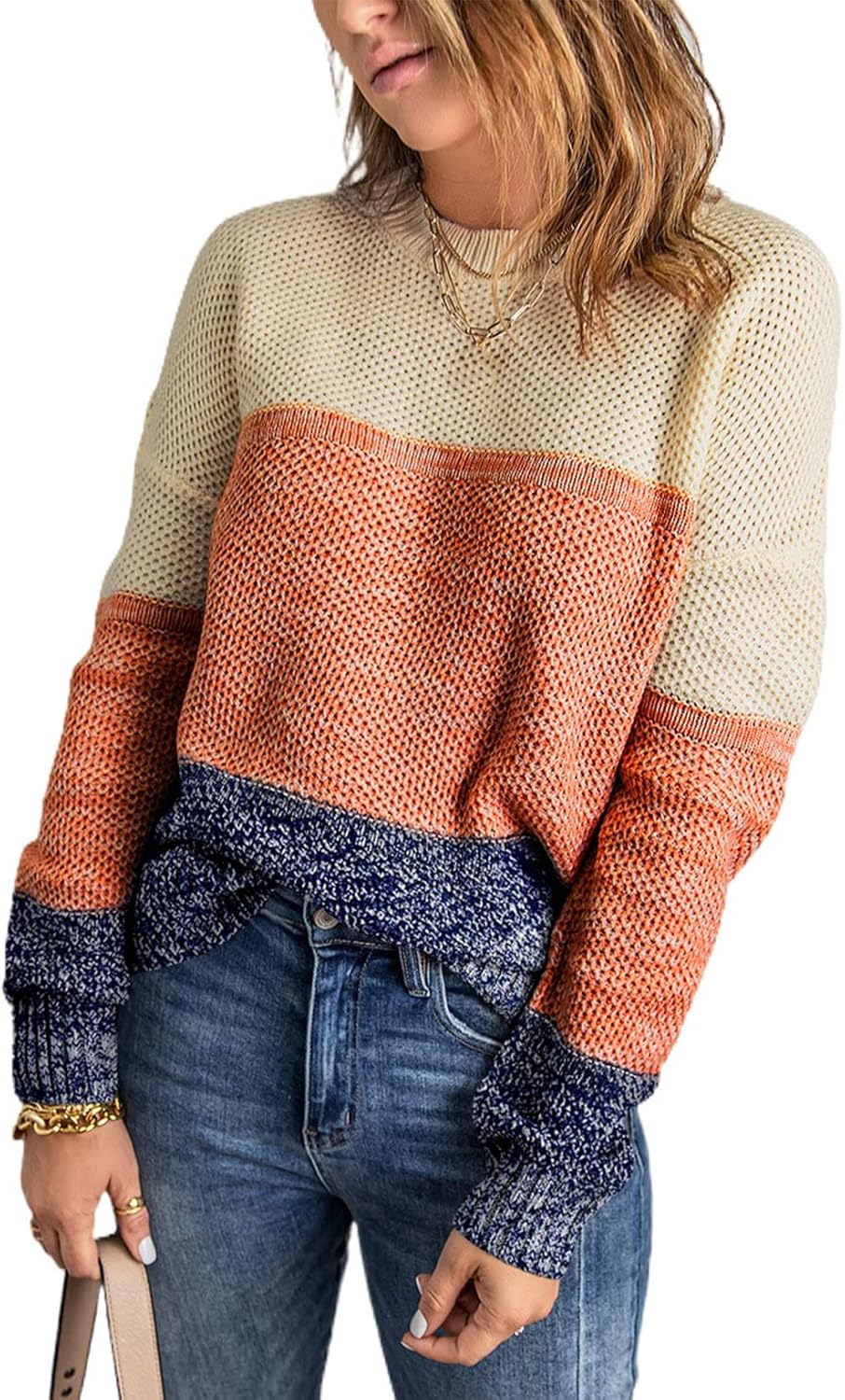 Dokotoo Womens Color Block Sweaters for Stylish Comfort