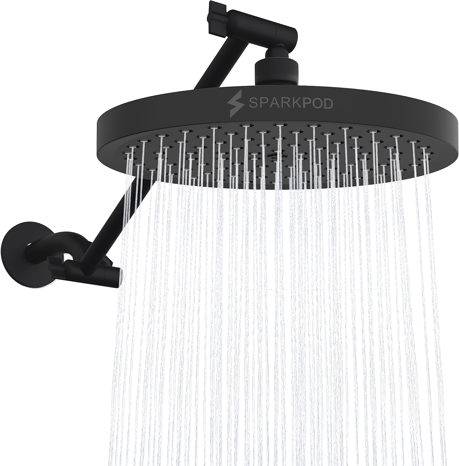 SparkPod Round Rain Shower Head with Extension Arm for Luxury Showers