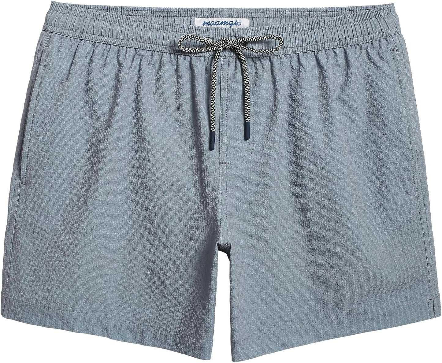 maamgic Men's Swim Trunks Quick Dry Seersucker Beach Shorts