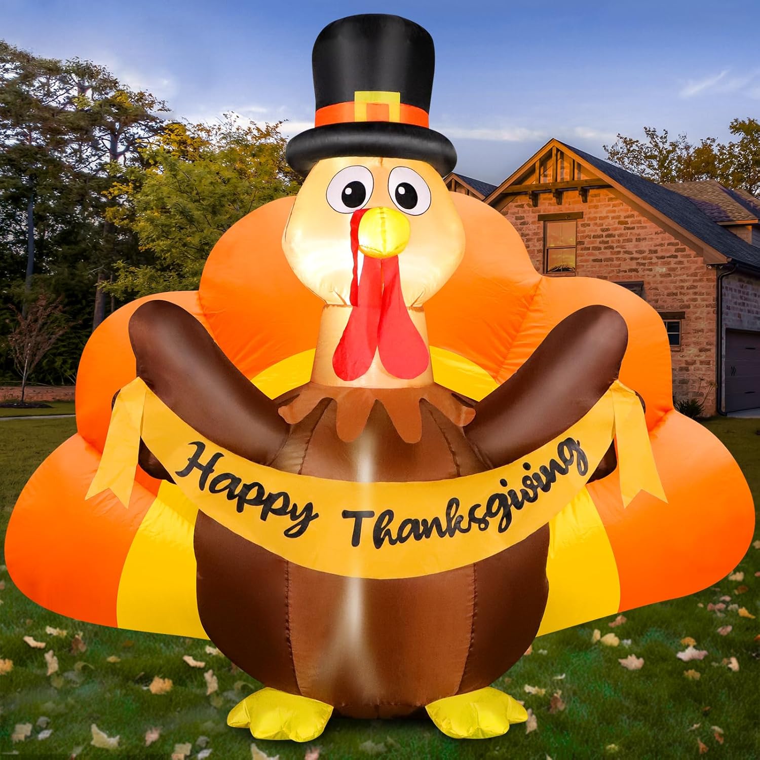 Thanksgiving Inflatables Turkey Outdoor Decorations with LED Lights