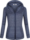 Hibelle Women's Full-Zip Fleece Lined Hoodie - Lightweight Warmth long