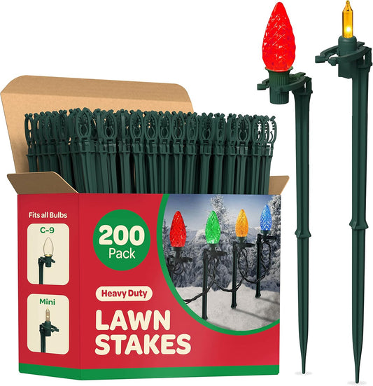 Christmas Light Yard Stakes Set of 200 for Outdoor Pathways