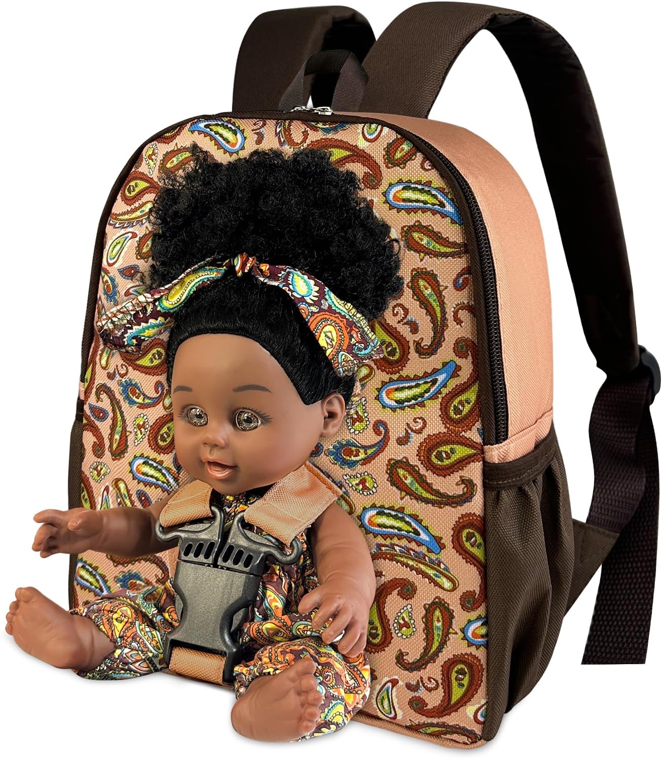 Take-Along Black Baby Doll in Backpack Carrier - Fun for Toddlers!